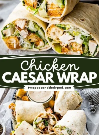 Delicious Chicken Caesar Wrap with grilled chicken and fresh romaine lettuce