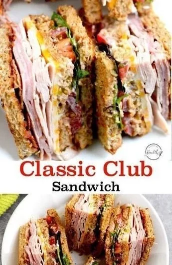 Delicious Club Sandwich with turkey, ham, and crispy bacon layers