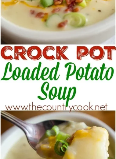 Crock Pot Loaded Baked Potato Soup in a bowl with toppings