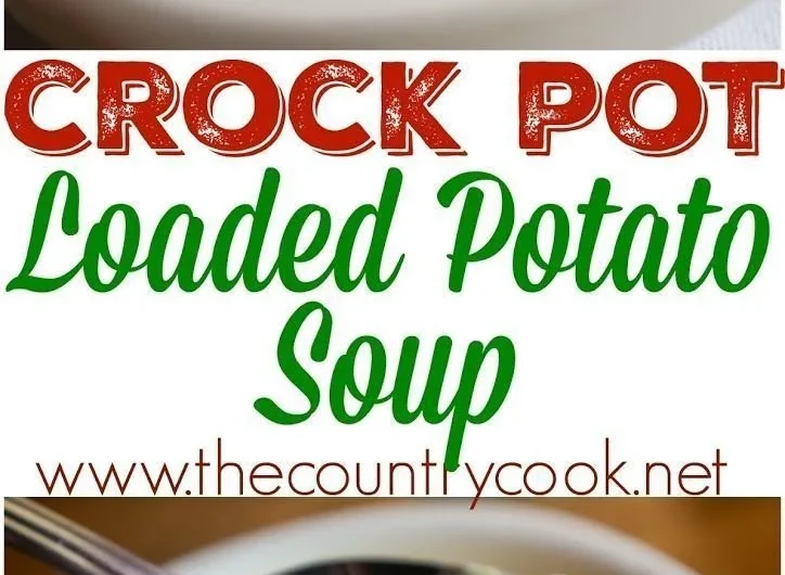 Crock Pot Loaded Baked Potato Soup in a bowl with toppings