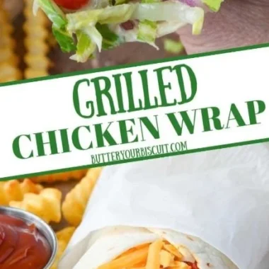 Delicious grilled chicken wrap with chipotle mayo and fresh ingredients
