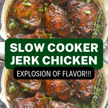 Delicious jerk chicken cooked in a crockpot with vibrant spices