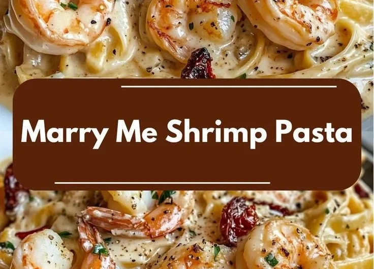 Creamy Marry Me Shrimp Pasta in a white bowl garnished with herbs