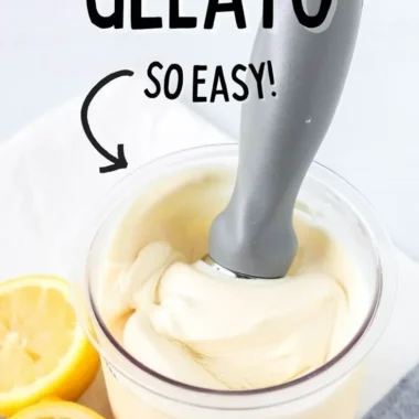Homemade Ninja Creami Lemon Gelato served in a bowl with a lemon garnish.