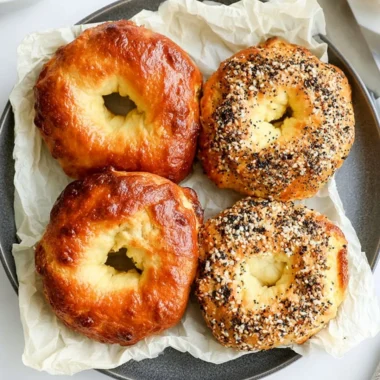 Homemade Air Fryer Protein Bagels served on a plate