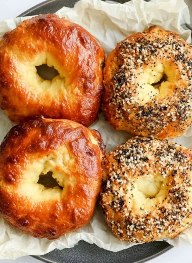 Homemade Air Fryer Protein Bagels served on a plate