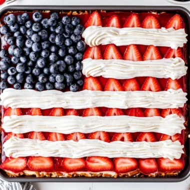 Delicious strawberry pretzel jello salad served in a bowl