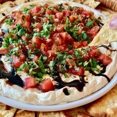 Delicious bruschetta dip served with crusty bread for dipping