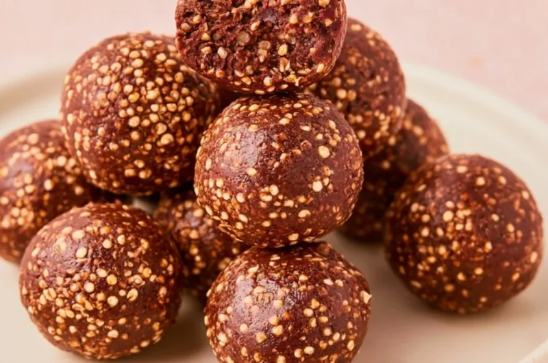 Delicious Chocolate Peanut Butter Quinoa Crunch Bites for a healthy snack