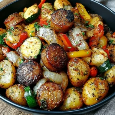 Hearty Cowboy Stir Fry with beef and vegetables in a skillet