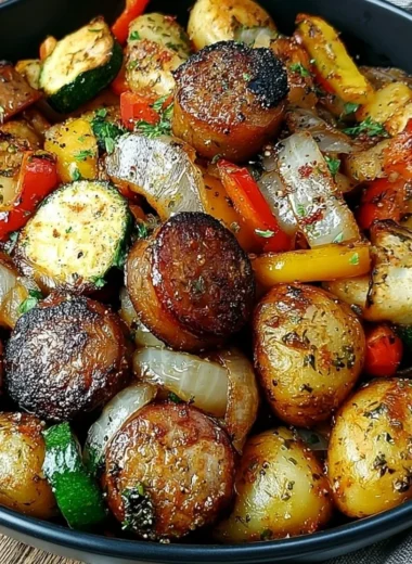 Hearty Cowboy Stir Fry with beef and vegetables in a skillet