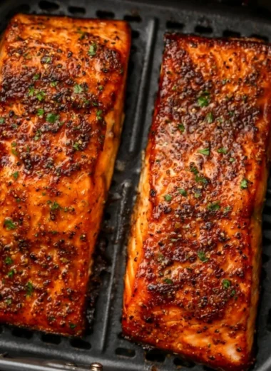 Deliciously cooked air fryer salmon with herbs and spices
