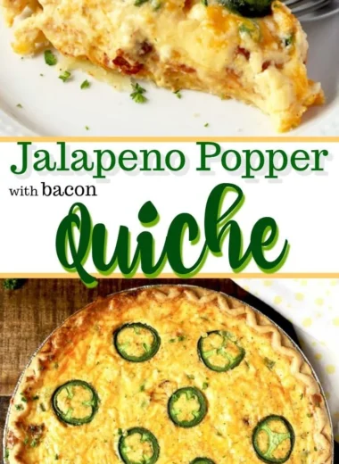 Delicious jalapeno popper quiche served warm on a plate