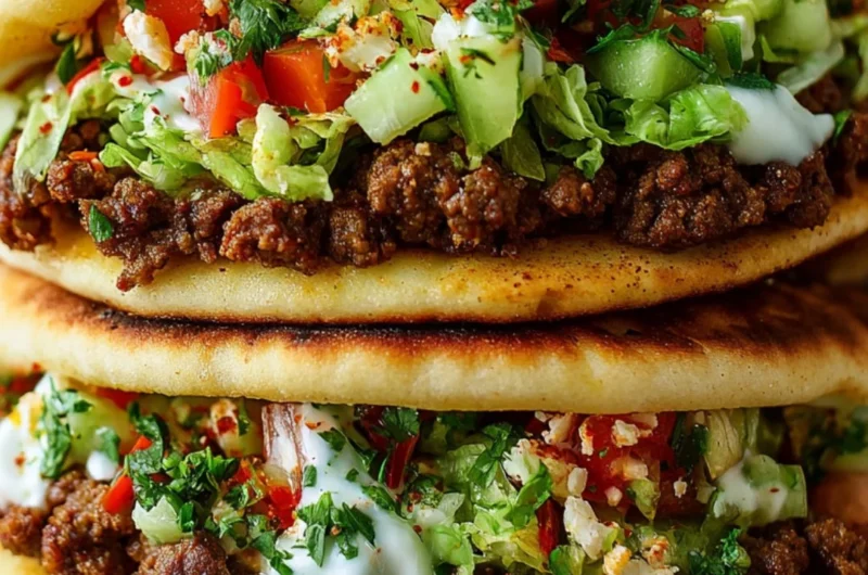 Mediterranean Ground Beef Pita Pockets served on a plate