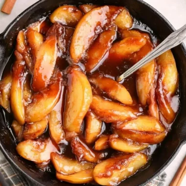 Delicious Southern Fried Apples served in a skillet, caramelized to perfection.