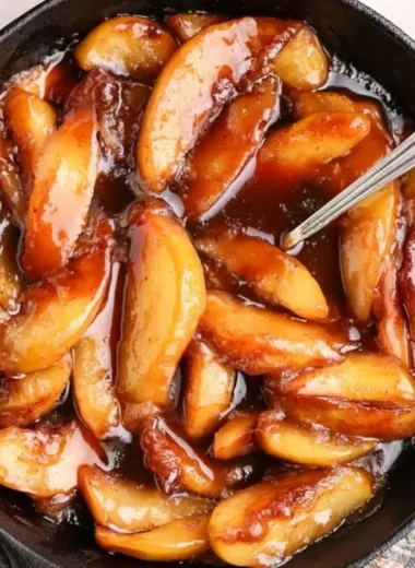 Delicious Southern Fried Apples served in a skillet, caramelized to perfection.