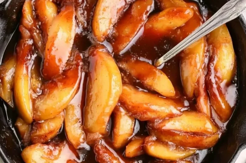 Delicious Southern Fried Apples served in a skillet, caramelized to perfection.