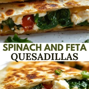 Spinach and Feta Quesadillas served with salsa and sour cream.