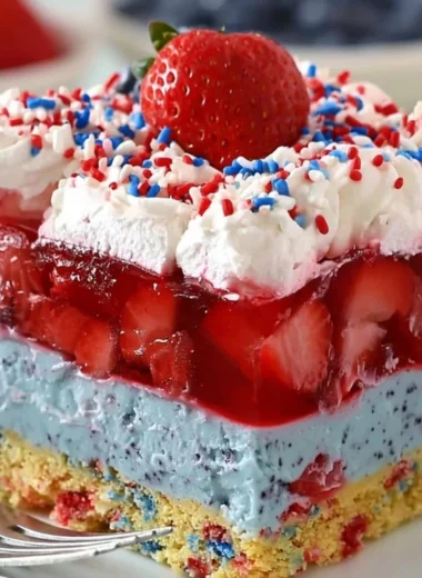 Delicious Summer Berry Dessert Lasagna with fresh fruits and creamy layers