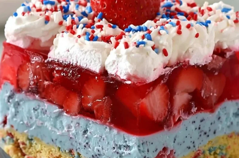 Delicious Summer Berry Dessert Lasagna with fresh fruits and creamy layers