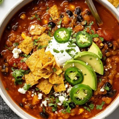 Bowl of vegan black bean chili garnished with cilantro and avocado