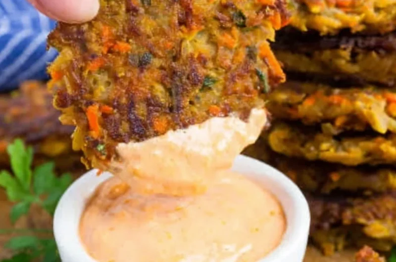 Vegan potato fritters made with red lentils for a healthy snack