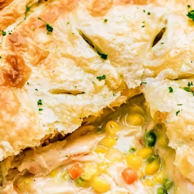Delicious homemade chicken pot pie fresh out of the oven