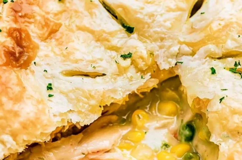 Delicious homemade chicken pot pie fresh out of the oven