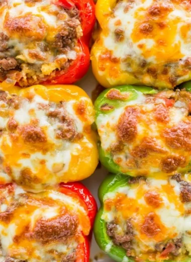 Delicious Keto Stuffed Bell Peppers filled with savory ingredients