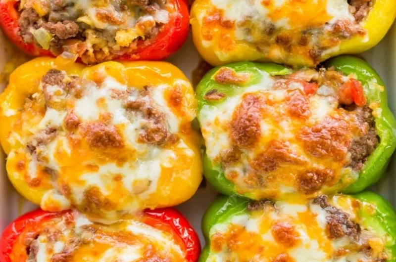 Delicious Keto Stuffed Bell Peppers filled with savory ingredients