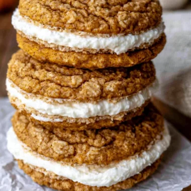 Cozy pumpkin oatmeal cream pies with creamy filling and warm spices