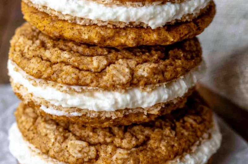 Cozy pumpkin oatmeal cream pies with creamy filling and warm spices
