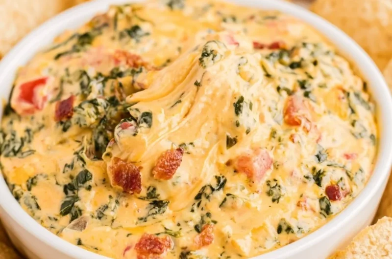 Delicious spinach dip served with assorted snacks at a party