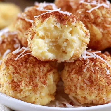 A bowl of Cinnamon Apple Cottage Cheese Bites topped with cinnamon and apple slices.
