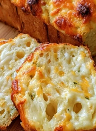 Freshly baked cozy cheese bread with gooey melted cheese