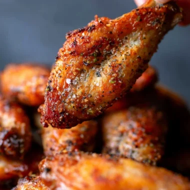 Crispy oven baked chicken wings served with dipping sauce
