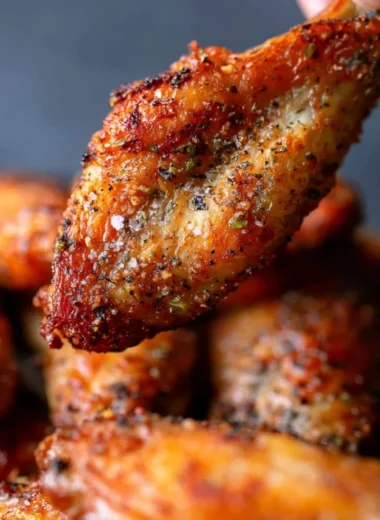 Crispy oven baked chicken wings served with dipping sauce