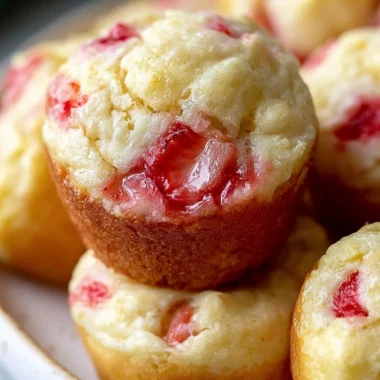 Delicious strawberry Greek yogurt mini muffins displayed on a plate.